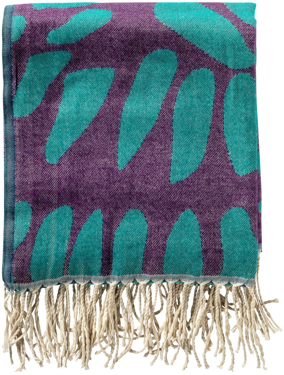 Dutch Decor AZURA - plaid 130x170 cm - franjes - Dynasty Green - groen, paars Blauwgroen