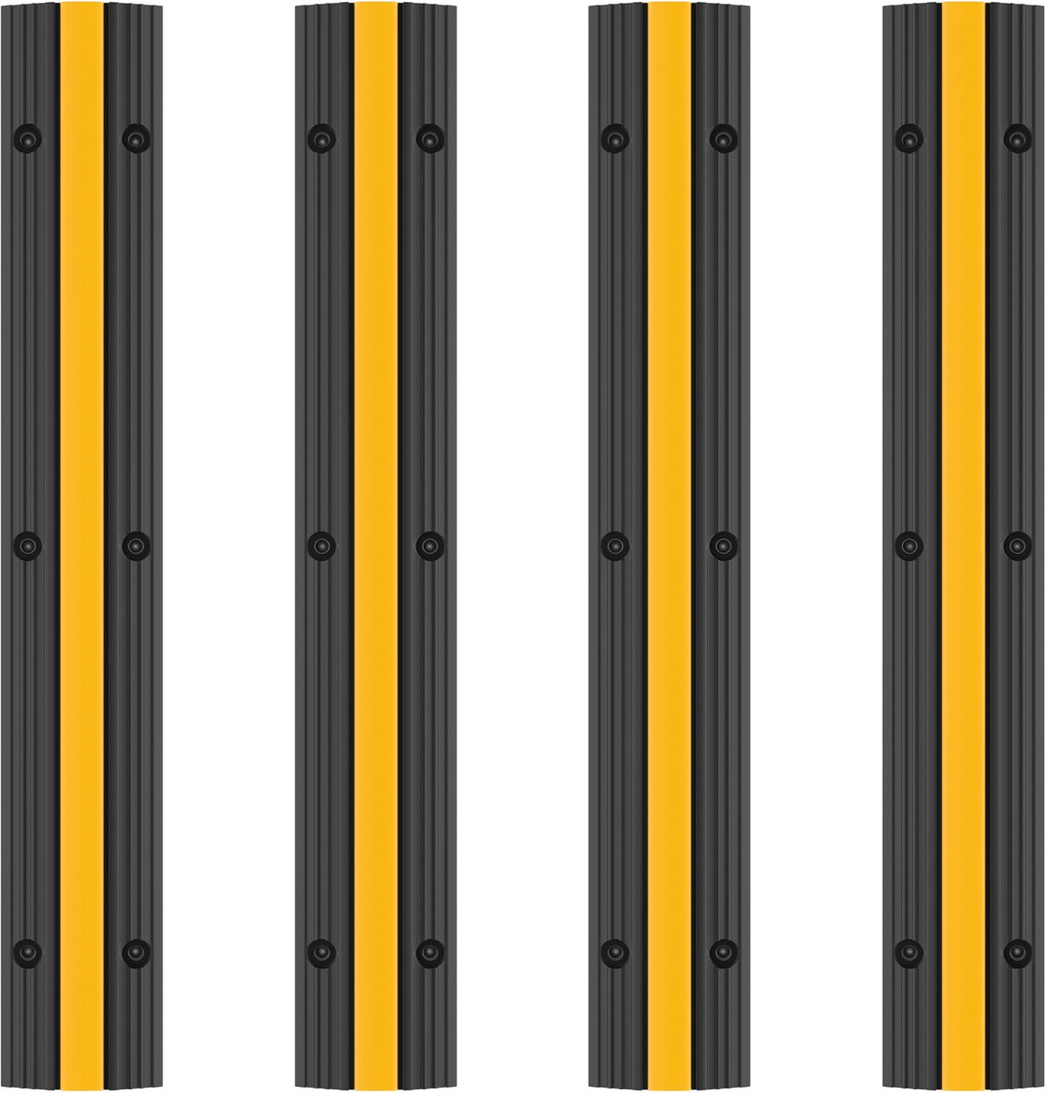 NAIZY Kabelbrug, 4 stuks, rubberen kabelgoot, bodem, overrijbeveiliging voor kabels, kabelbeschermingsmat, buiten, anti-slip textuur, zwart + geel