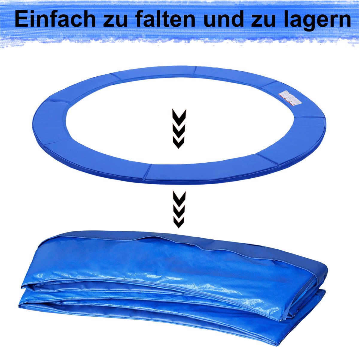 Trampoline-randafdekking, veerafdekking, Ø 305 cm, UV-bestendigheid, scheurbestendig, randbescherming, veiligheidsmat, trampoline-accessoires, standaardmaat voor trampolines blauw – foto 7