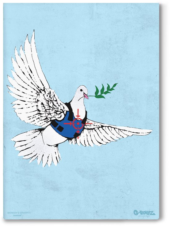 Banksy Graffiti - Canvas Schilderij 64x90 cm - Schilderijen Woonkamer