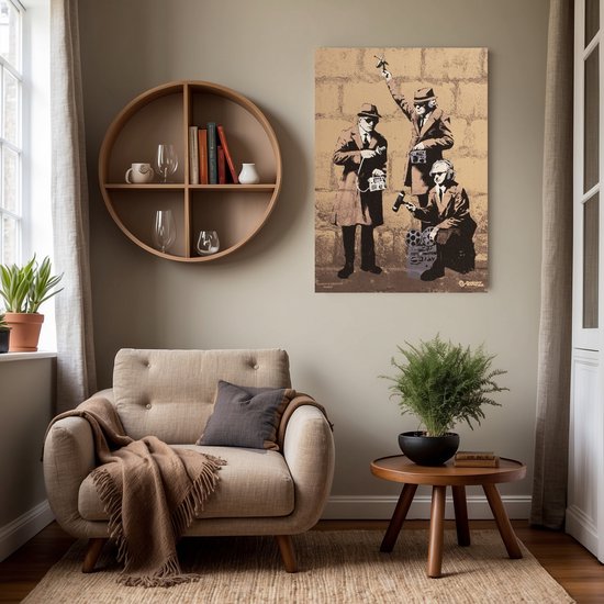 Banksy Graffiti - Canvas Schilderij 32x45 cm - Schilderijen Woonkamer