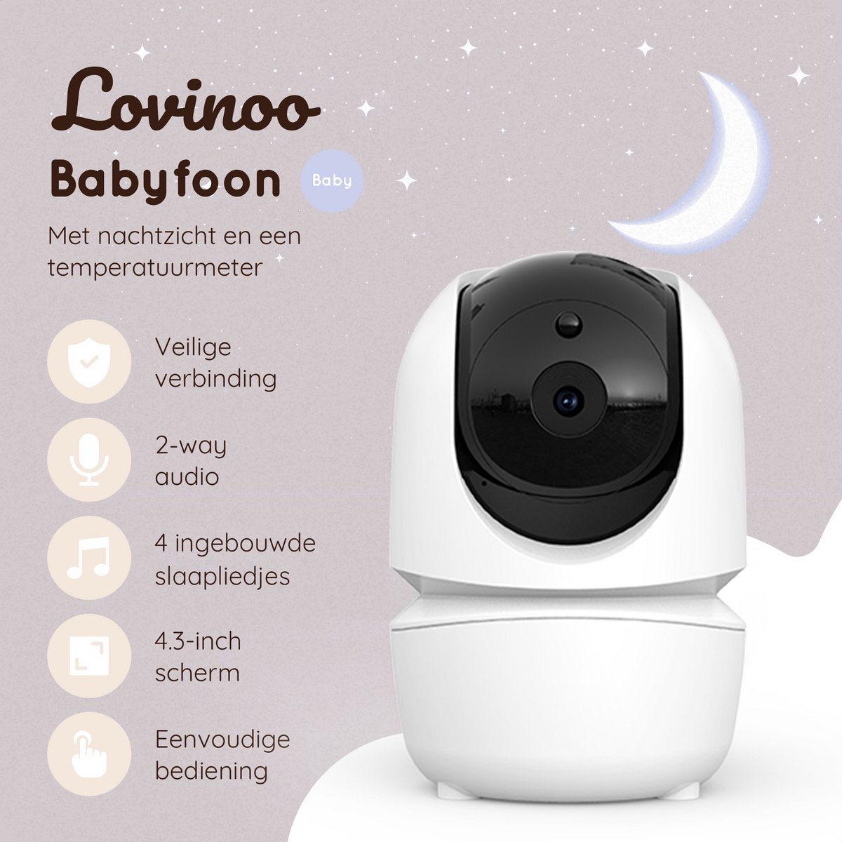 JDL Market Lovinoo Camera Uitbreidingscamera voor Babyfoon - afbeelding 2