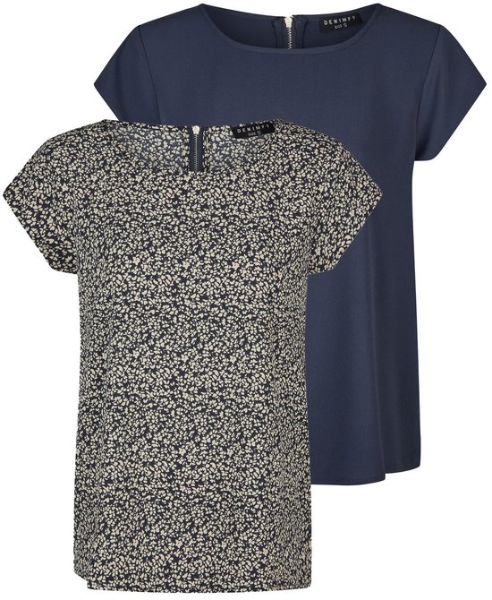 Lot de 2 t-shirts DENIMFY pour femme, col rond, multicolores, Adultes