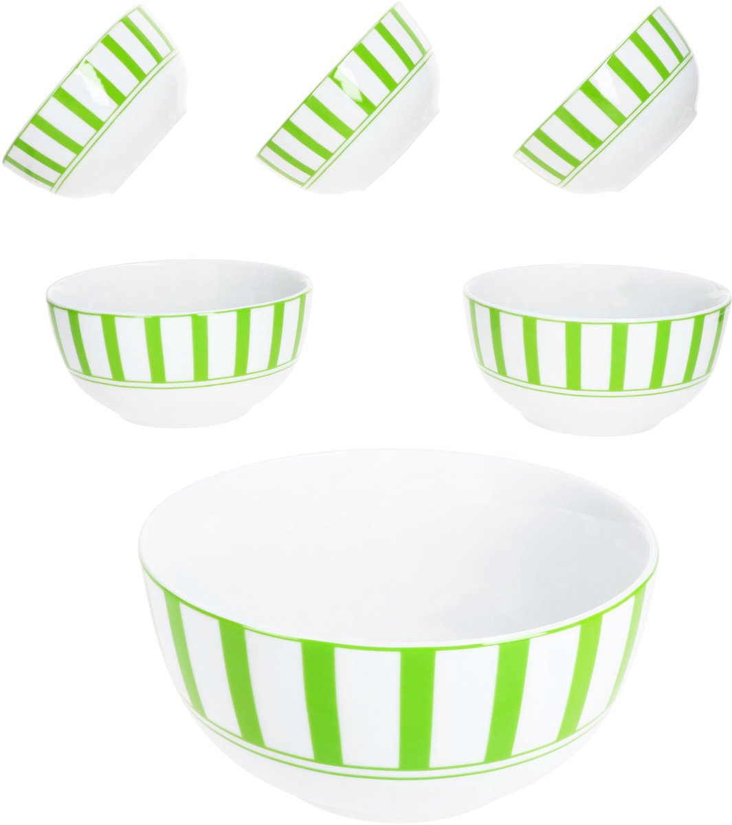 MamboCat Set van 6 SPLIT GREEN porseleinen graankommen voor 6 personen