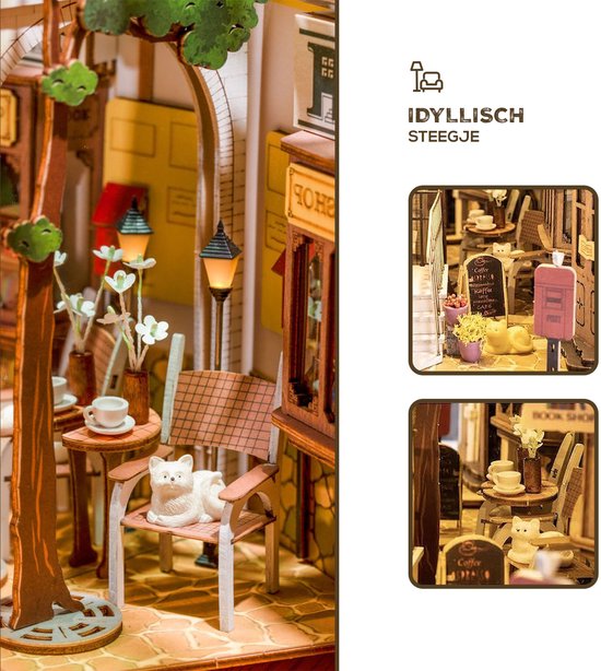 Endless Limit Book Nook Kits voor volwassenen - 3D houten puzzels Booknook, DIY miniatuurhuis poppenhuis, boekenplankdecor & bureauornament, cadeau voor vriend/familie (Choshi no Shitamachi