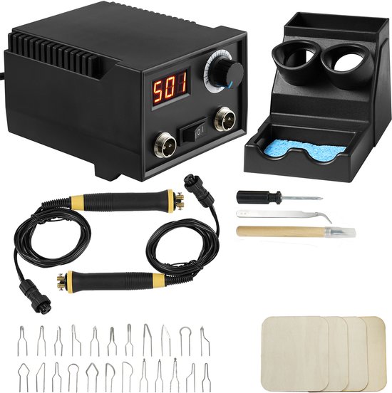 Houtbrandset, 200-700°C Instelbaar - 2 Pyrografiepennen + 23 Accessoires - Volledige Houtsnij-Outfit