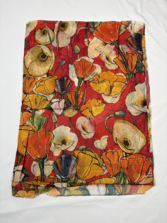 Prachtige bloemen sjaal voor de zomer van dun mooi materiaal 30% silk met 70% viscose