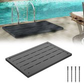 UISEBRT WPC Vloerelement, zonnedouche, tuin, vloerplaat voor tuindouche, zwembaddouche, zwembadladder, outdoor douche, antislip, antraciet, 100 x 65 x 4 cm