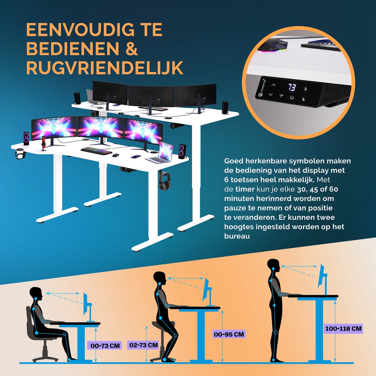 Casaria Casaria Elektrisch Verstelbaar Gamingbureau - afbeelding 5