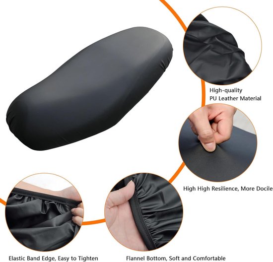 Zwarte zadelhoes met elastische rand, gemaakt van PU-leer met hoge veerkracht. Zacht en comfortabel.