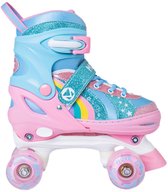 Bol.com Rolschaatsen - Move Quad Rainbow adjustable S 30-33 - wit roze blauw - lichtgevende wielen - verstelbaar maat 30 tot 33 aanbieding