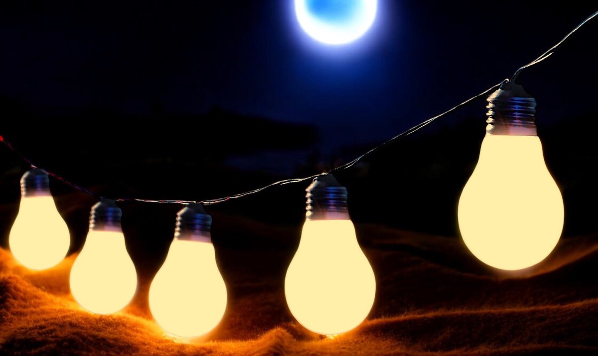 Trango LED Lichtsnoer 3209 – 10x Warm Witte Lampen van echt glas in de vorm van een gloeilamp | 8 m Feestverlichting voor Binnen & Buiten | Sfeerverlichting met voeding