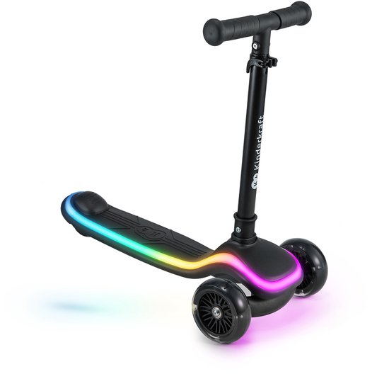 Kinderstep - 3 Wielen Step - X-Pro2 - LED Oplichtende Wielen Opvouwbaar Voor 3 12 Jaar Zwart