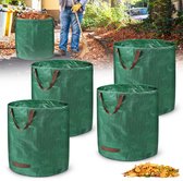 4 Stuk 272L Tuinafvalzak,Tuinzak,Bladzak,Tuinzakken, 150 g/m², Dubbele bodem,UV-bestendig, waterdicht,opvouwbaar, herbruikbaar, voor bladeren en groensnijden, tuinafval