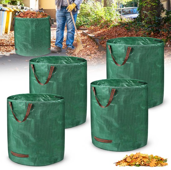 Afvalzakken voor de tuin, duurzaam, van polypropyleen, robuust, tuinafvalzakken, 3 x 500 l, groen, 3 stuks