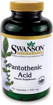 Swanson Health Pantothenic Acid 500mg - Vitamine B-5 Capsules - 500 Mg per capsule - 250 capsules - 1 stuk