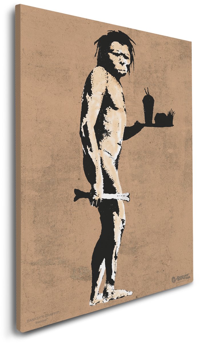 Banksy Graffiti - Canvas Schilderij 64x90 cm - Schilderijen Woonkamer