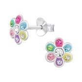 Oorbellen meisje bloem - zilver - glitter