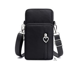 San Vitale® - Casual telefoon tas - Schoudertasje - Telefoontasje - Heuptas - Wandel/Sport/Mobiele Telefoon/Smartphone - Zwart