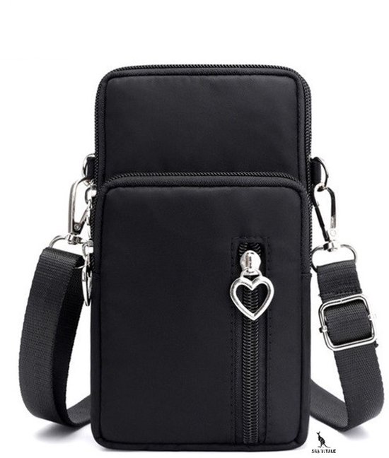 San Vitale® - Sac de téléphone décontracté - Sac à bandoulière - Sac de téléphone - Sac de taille - Randonnée / Sport/ Téléphone portable / Smartphone - Zwart
