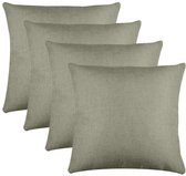 Coussin décoratif en tissu Bea - 4x - vert - 50 x 50 cm - coussins de canapé - coussins d'assise - intérieur/extérieur - polyester