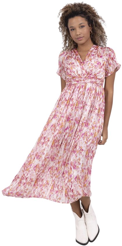 Lilie rose MIDI SHIRT Spring 2025 DRESS WVN-Fuchsia- Dames Jurk - Size M/L
