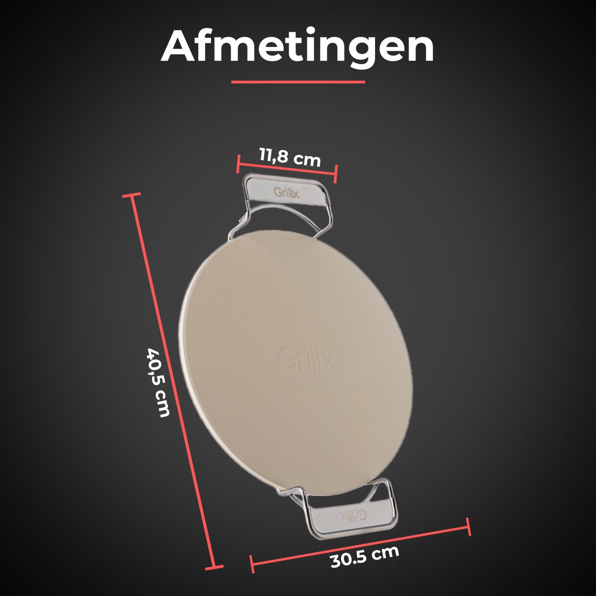 Grillx Pizzasteen met houder - 30,5 cm diameter - Oven en BBQ - Pizza Steen - Kamado – foto 4