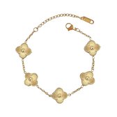Bracelet Aurélia Trèfle Goud - fleur minimaliste 5 pièces trèfle à quatre feuilles - acier inoxydable Doré