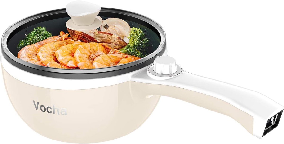 Draagbare Elektrische Hot Pot Sauspan - 1,5 L Mini Multi-Cooker met Glazen Deksel voor Reizen/Slaapzaal