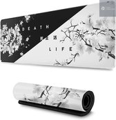 XXL Gaming Muismat - 80x30 cm - Antislip - Topografische kaarten - groot - Death and Life Design - Zwart/Wit
