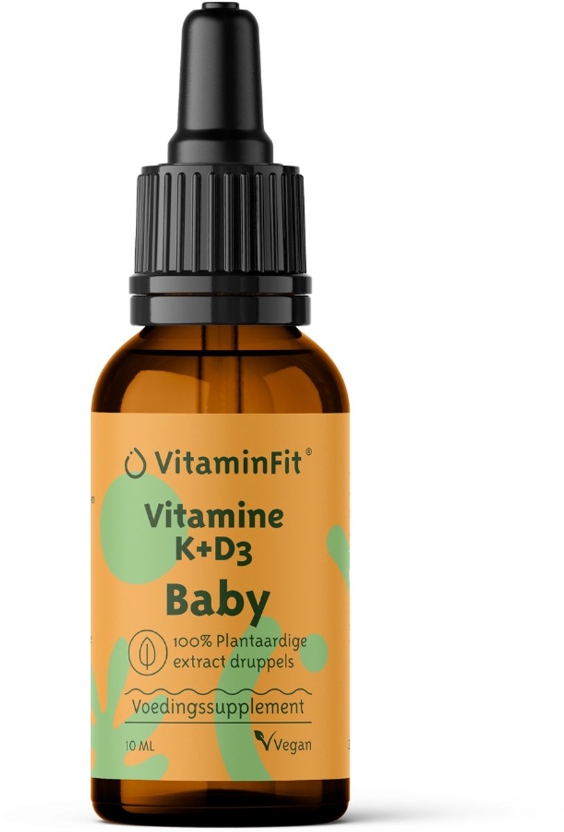 Goedkoopste VitaminFit Vitamine K D3 - 400 IU/10 mcg Druppels voor baby's, peuter en kind - 100 Natuurlijk & Plantaardig - 20 ML - Vloeibaar