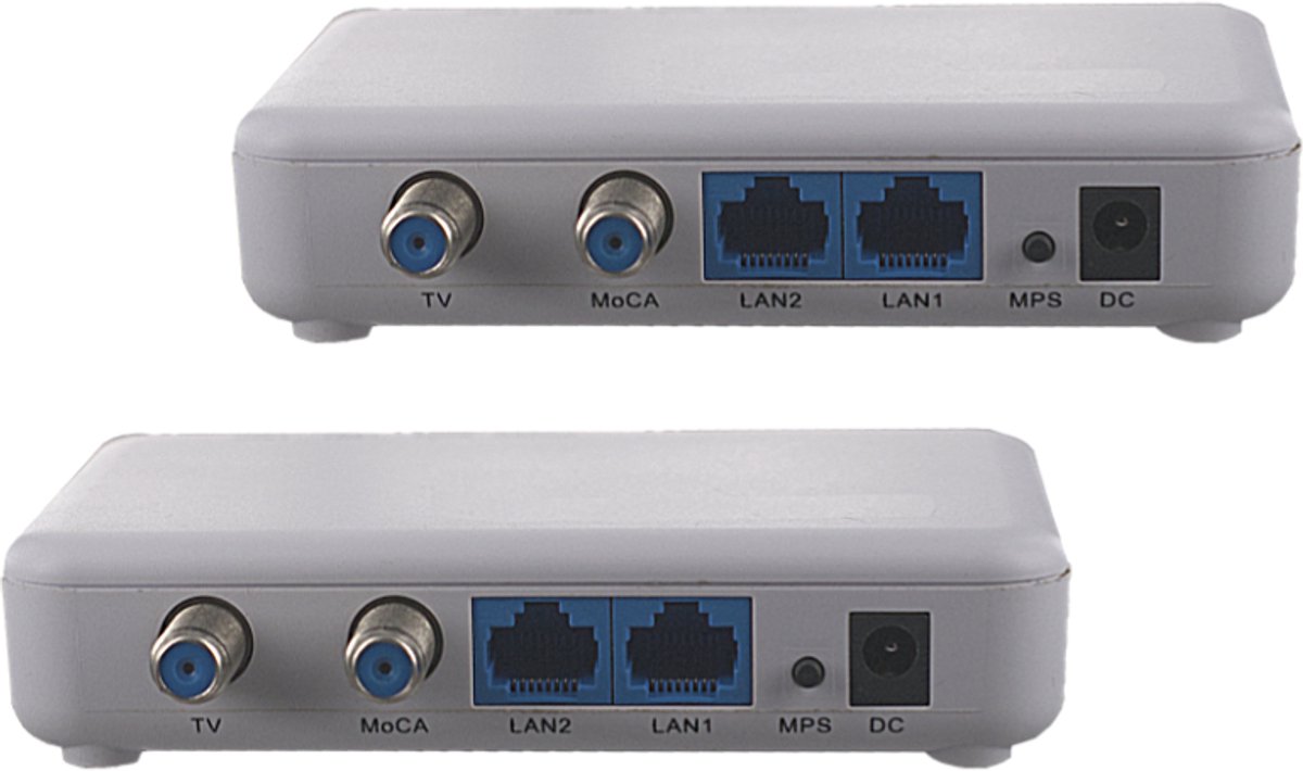 MoCA-2.5/GE Gigabit Internet over coax adapter, set van 2 adapters incl. accessoires