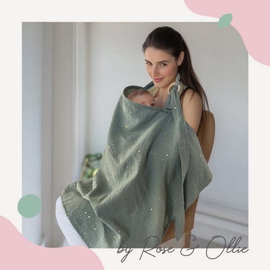 Rose & Ollie borstvoedingsdoek - Zeegroen Sparkle - OEKO-Tex - nursing cover van Rose & Ollie — afbeelding 2