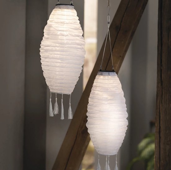Dream-Living Solar Lampion – Wit – Ø 20 x 42 cm – Geschikt voor Buiten