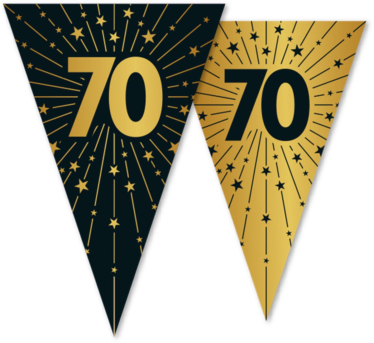 3x Vlaggenlijn 70 jaar zwart / goud 10 meter 2 zijdig bedrukt - Verjaardag Feestje Vlag Vlaggen Versiering Slinger Feestdecoratie Decoratie