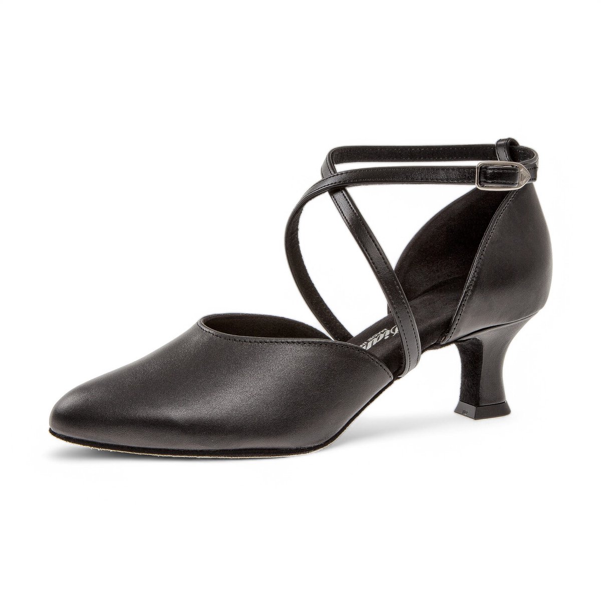 Diamant 048 - 068 - 034 - Dames Gesloten Dansschoenen - Echt zacht Leer - 5cm lage hak - Schokdempend - Suede buitenzool - Enkelbandjes met druksluiting - Beginnende dansers - Stijldansen, Ballroom, Tango - Diamant - Zwart - 42.5