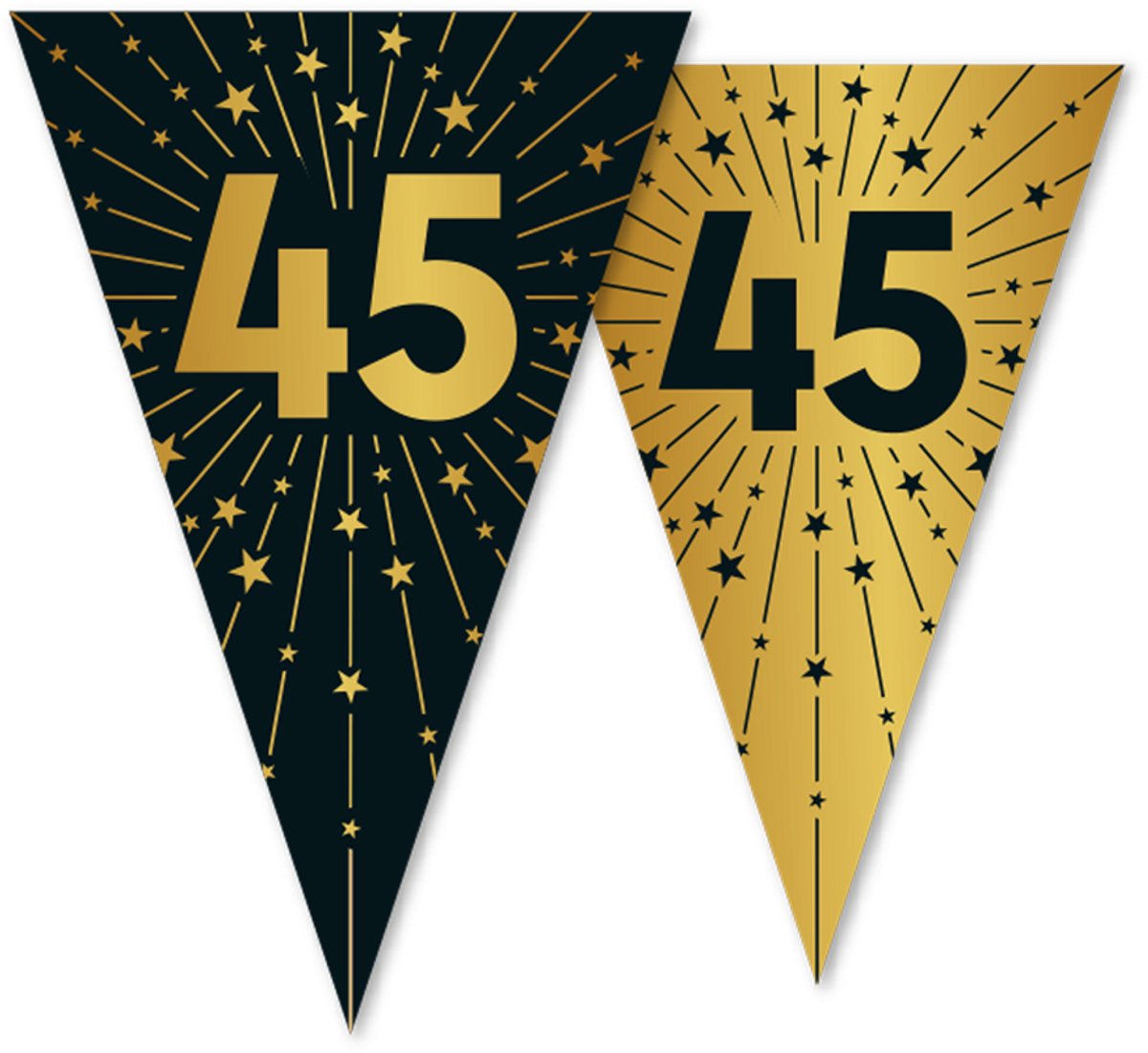 2x Vlaggenlijn 45 jaar zwart / goud 10 meter 2 zijdig bedrukt - Verjaardag Feestje Vlag Vlaggen Versiering Slinger Feestdecoratie Decoratie