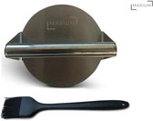 Maxium - Presse à hamburger - Acier inoxydable - 14 cm - Accessoires BBQ - Machine à hamburger - Presse à hamburger - Machine à écraser les Burger - Outils BBQ - Brosse en Siliconen incluse