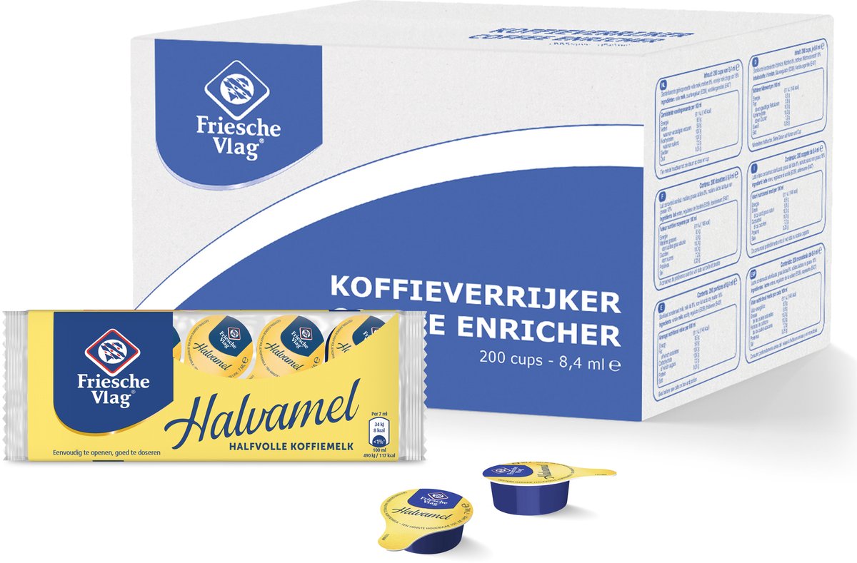 Friesche Vlag Halvamel – Koffiemelk Cups – 20 x 10 x 7 ml – Voordeelverpakking