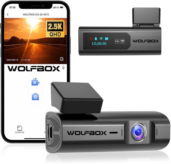 Wolfbox i03 2K Wifi dashcam - Parkeermodus - 1,0 inch Tnt scherm - 2K resolutie - Wifi met App - dashcam voor auto