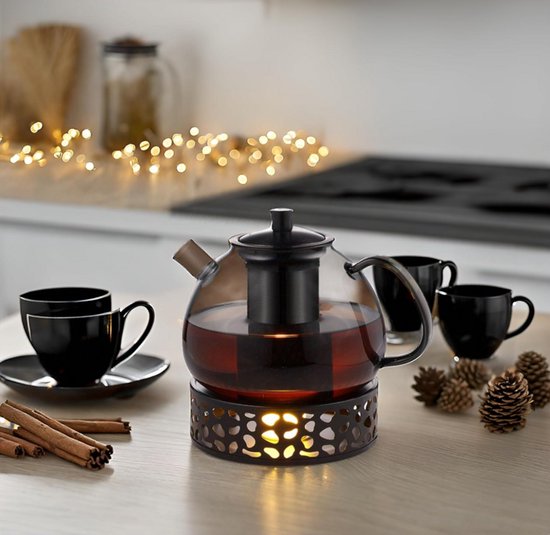 RVS Theepot Warmhouder - Theewarmer - Theekoker - voor Het Verwarmen Koffie Glas Theepotten - Theelichthouders - Warmhouder - LOUZIR — afbeelding 4