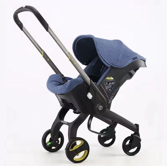 Foto: J r kinderwagen kinderwagen bedje buggy autostoel opvouwbaar naar autostoel rvs frame blauw zwart
