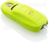 Autosleutel Hoesje geschikt voor Porsche - SleutelCover - Silicone Autosleutel Cover - Sleutelhoesje Lime groen