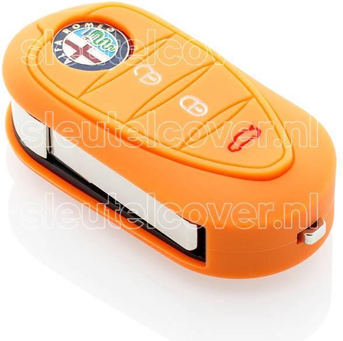 Autosleutel Hoesje geschikt voor Alfa Romeo - SleutelCover - Silicone Autosleutel Cover - Sleutelhoesje Oranje