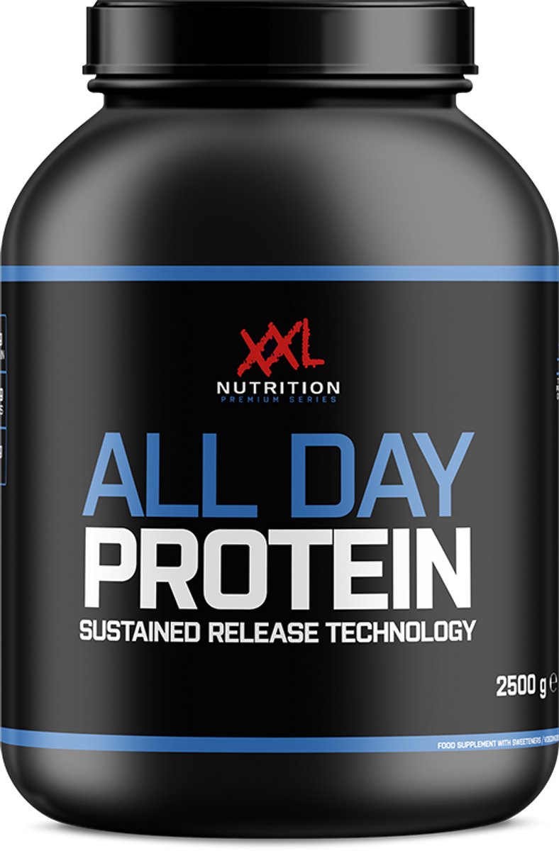 Goedkoopste XXL Nutrition - All Day Protein - 80 Eiwit - Eiwitpoeder, Proteine poeder, Eiwitshake, Proteine Shake, Whey Protein - Diverse Smaken - Aardbei - 2500 Gram (62 shakes