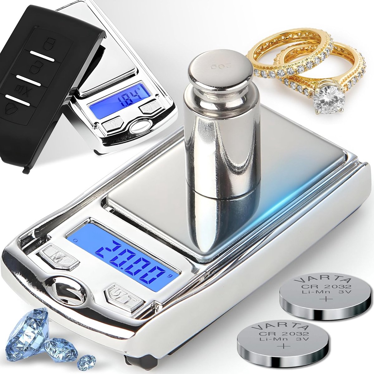 Multifunctionele digitale milligramweegschaal tot 100 g - Precisieweegschaal met groot LCD-display