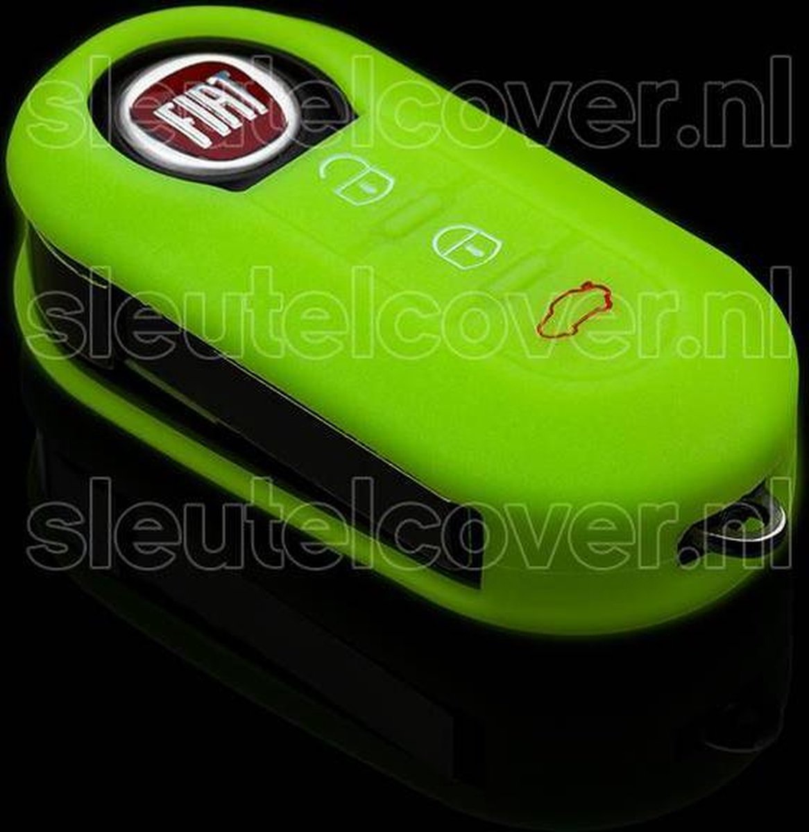 Autosleutel Hoesje geschikt voor Fiat - SleutelCover - Silicone Autosleutel Cover - Sleutelhoesje Glow in the dark / Lichtgevend