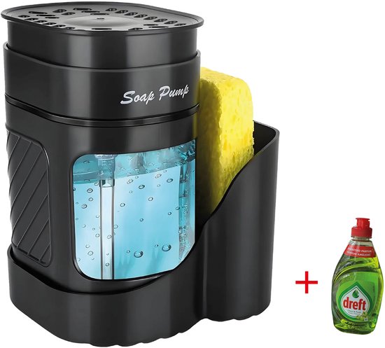 Zeeppomp - Sponshouder - Compact - Zeepdispenser - Afdruiprekje - Luxe - Inclusief Spons - Aanrecht - Keukenaccessoire - Gootsteen - Gadgets - Dreft