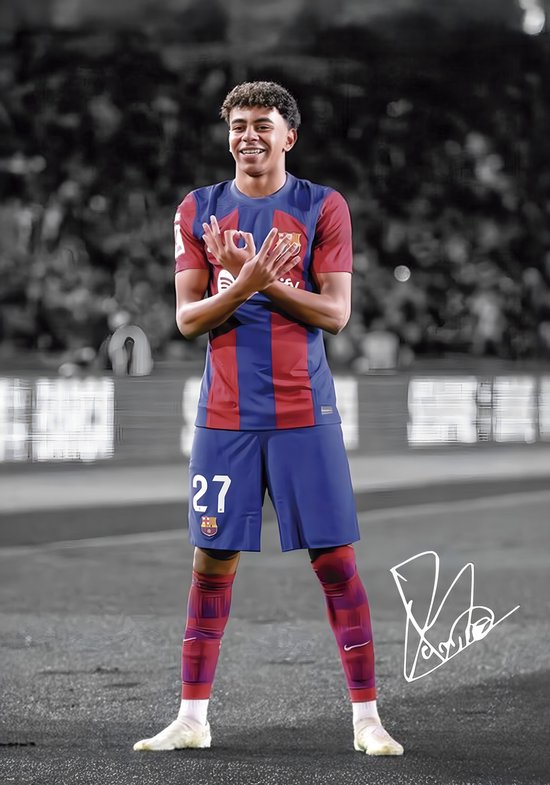 Poster Lamine Yamal - FC Barcelano - Voetbal - UEFA Champions League - FIFA - Sport - Wanddecoratie - Poster Ingelijst