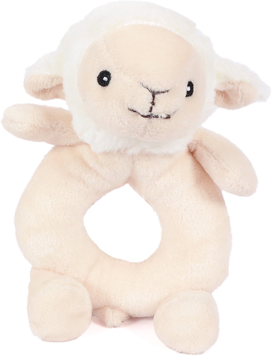 Pluche schaap rammelaar 14 cm